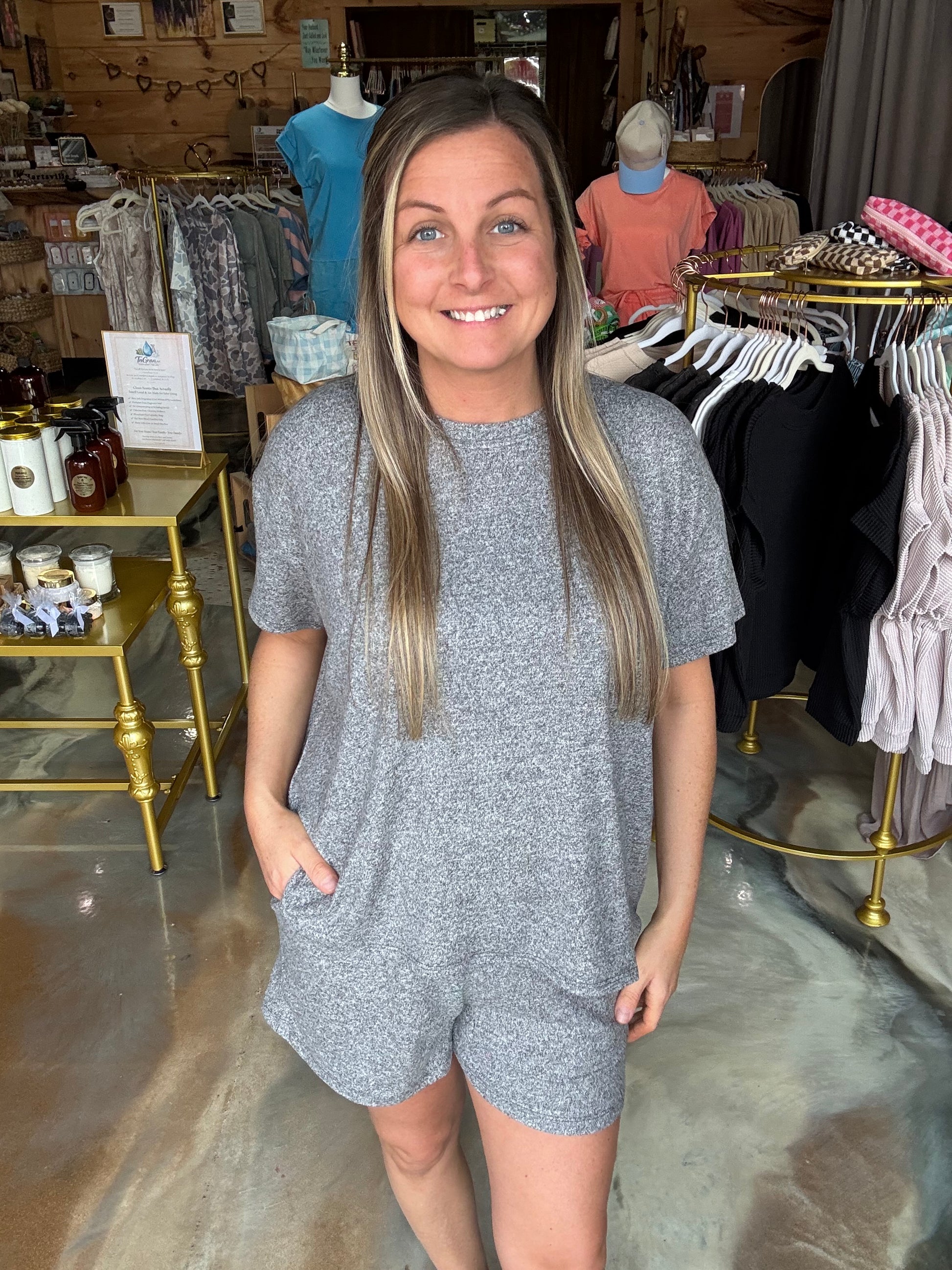 Soft Melange Short Sleeve Tee and Shorts Set
