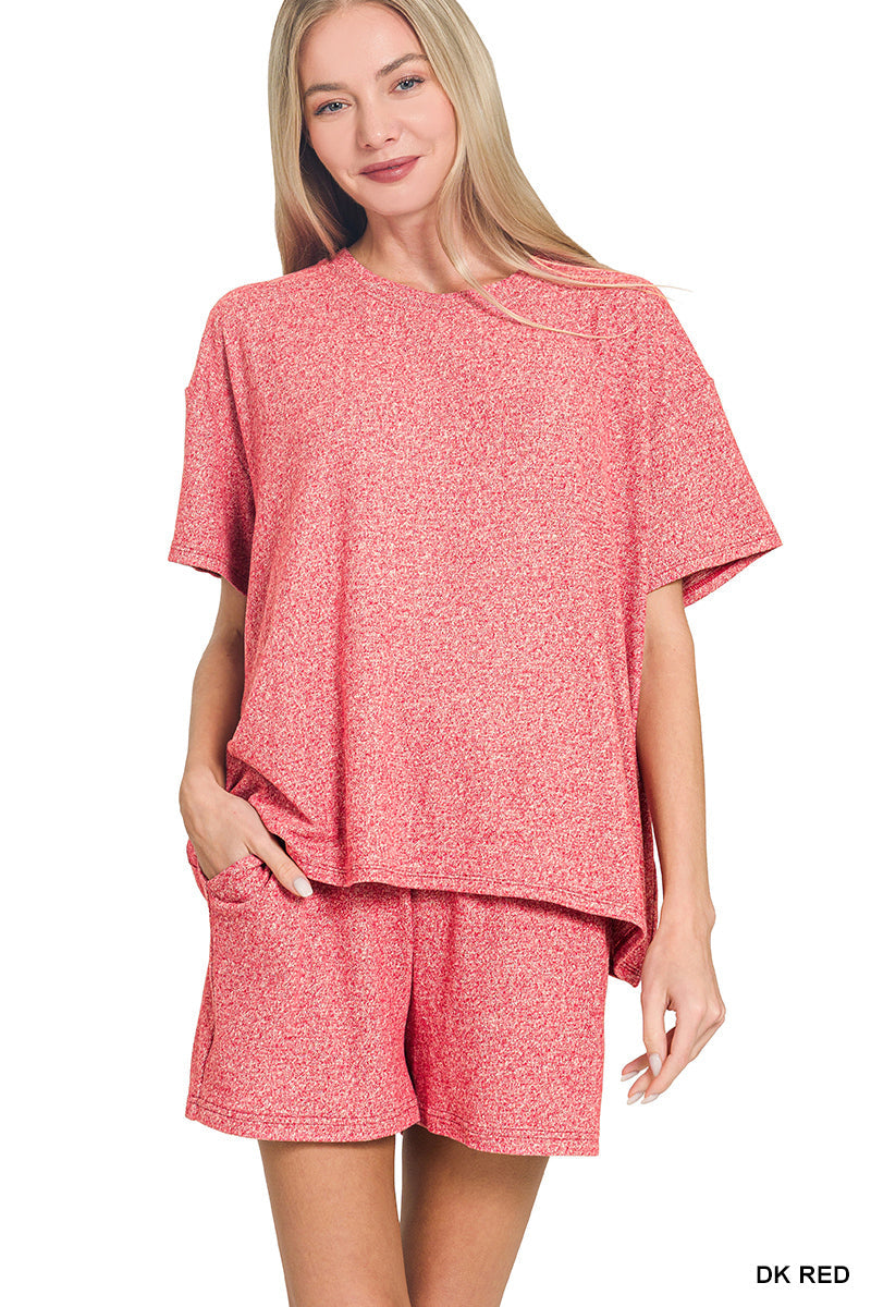 Soft Melange Short Sleeve Tee and Shorts Set
