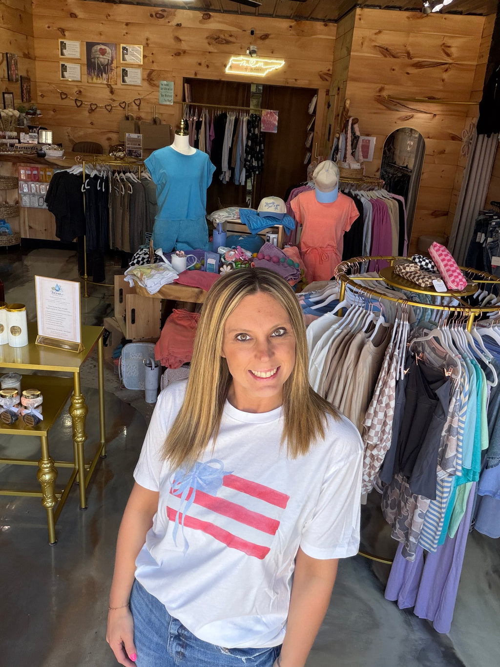 Watercolor Coquette American Flag Graphic Tee