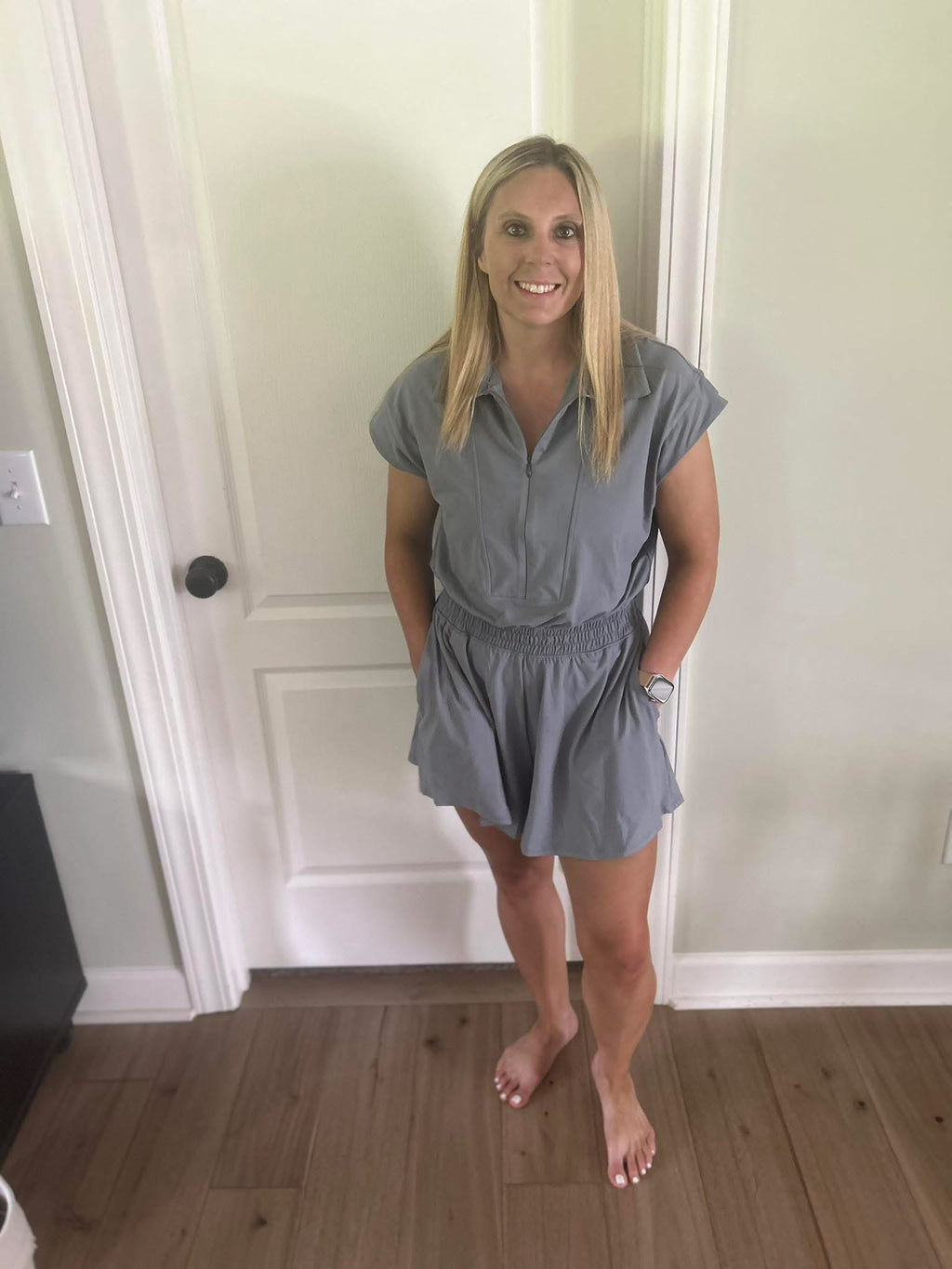 Butter Short Sleeve Quarter Zip Romper