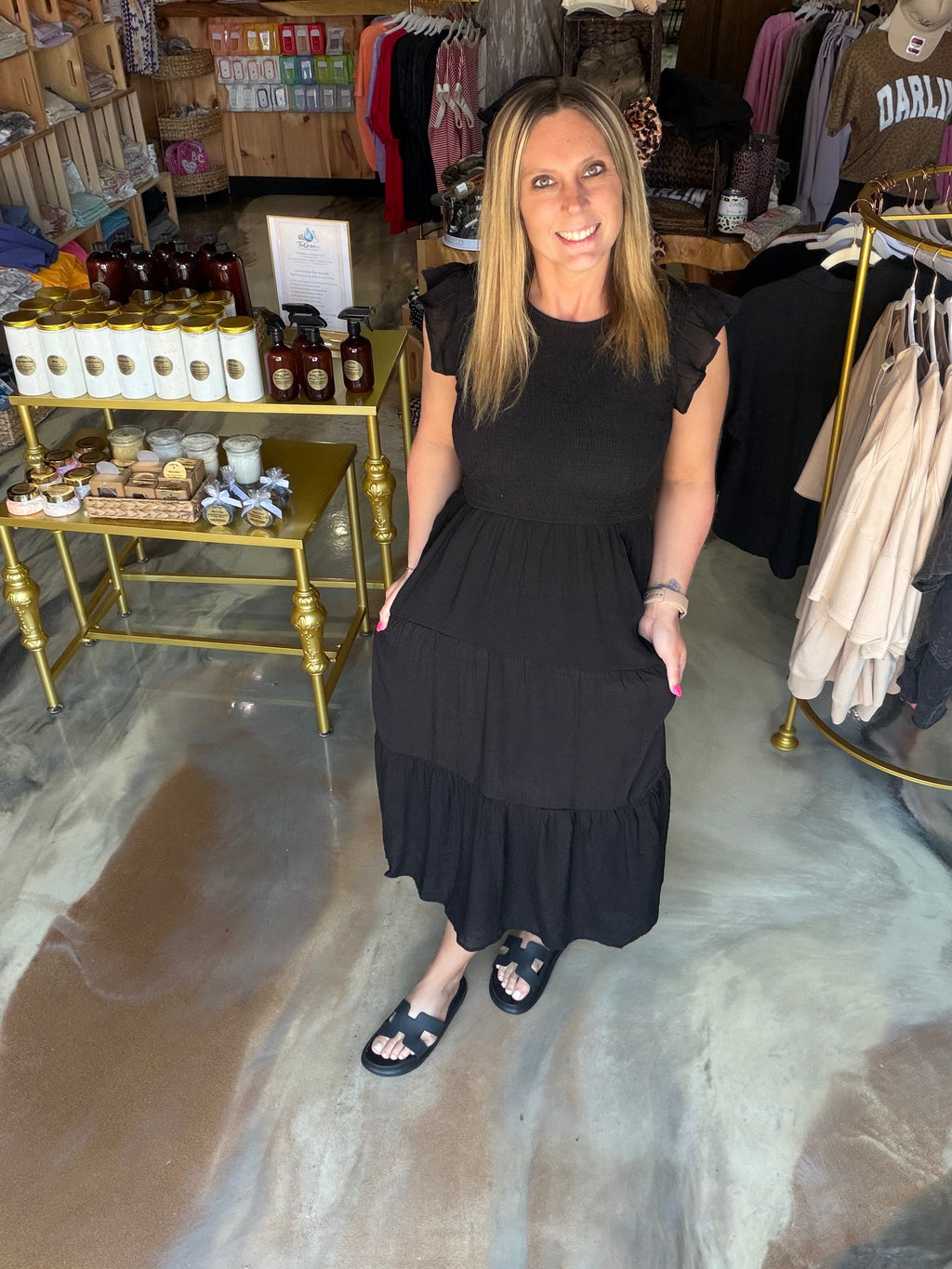 Tiered smocked short sleeve mini dress