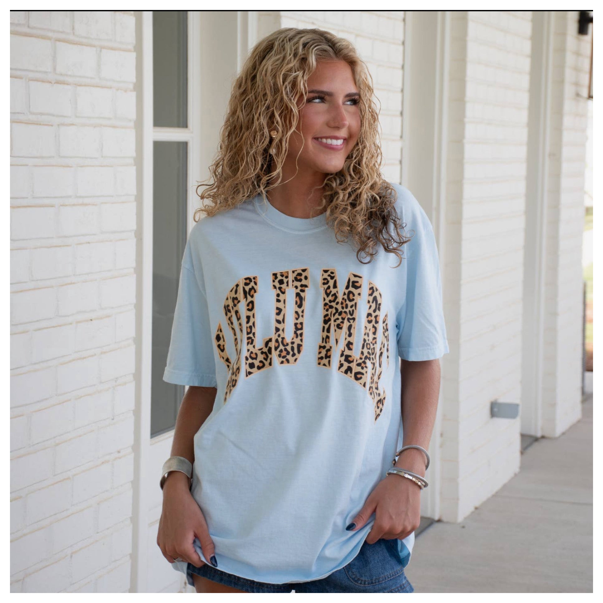 Lulumac blue leopard comfort colors tshirt