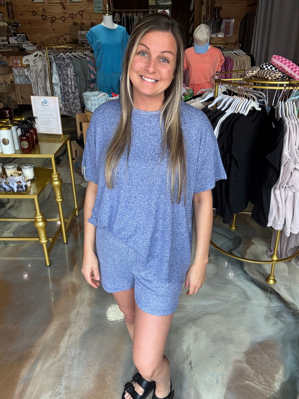Soft Melange Short Sleeve Tee and Shorts Set