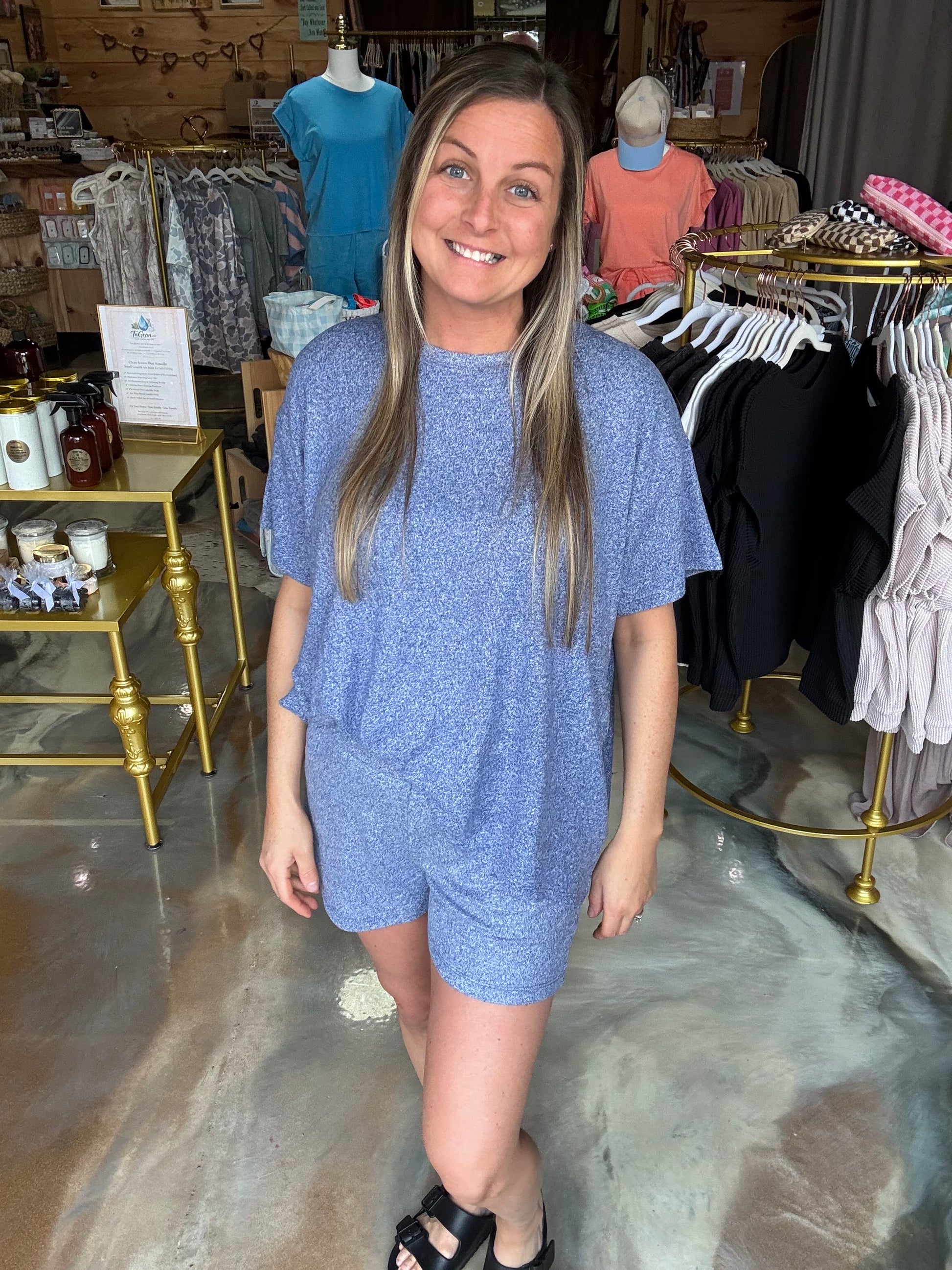 Soft Melange Short Sleeve Tee and Shorts Set