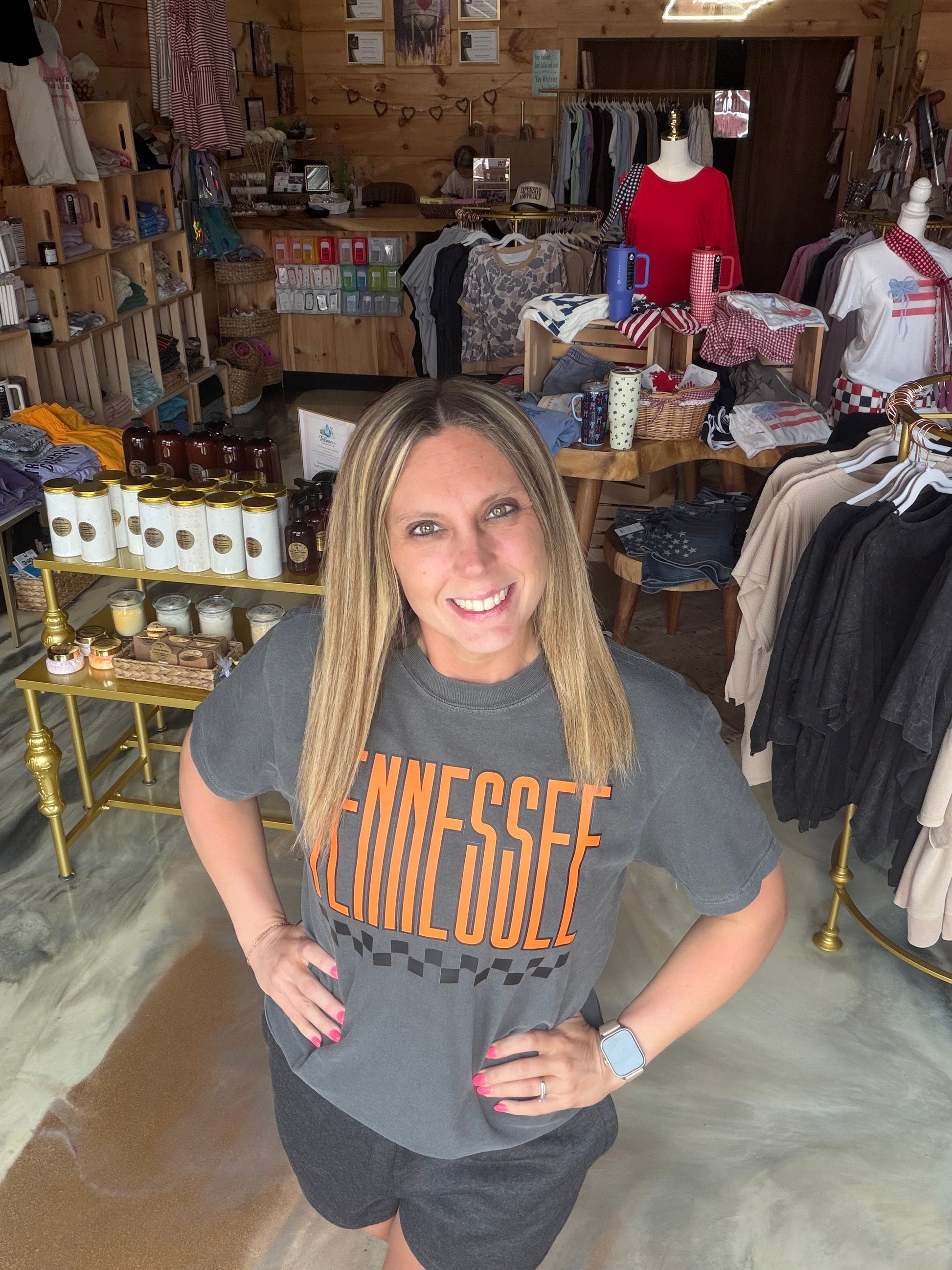Retro Tennessee Checkered Graphic T-Shirt
