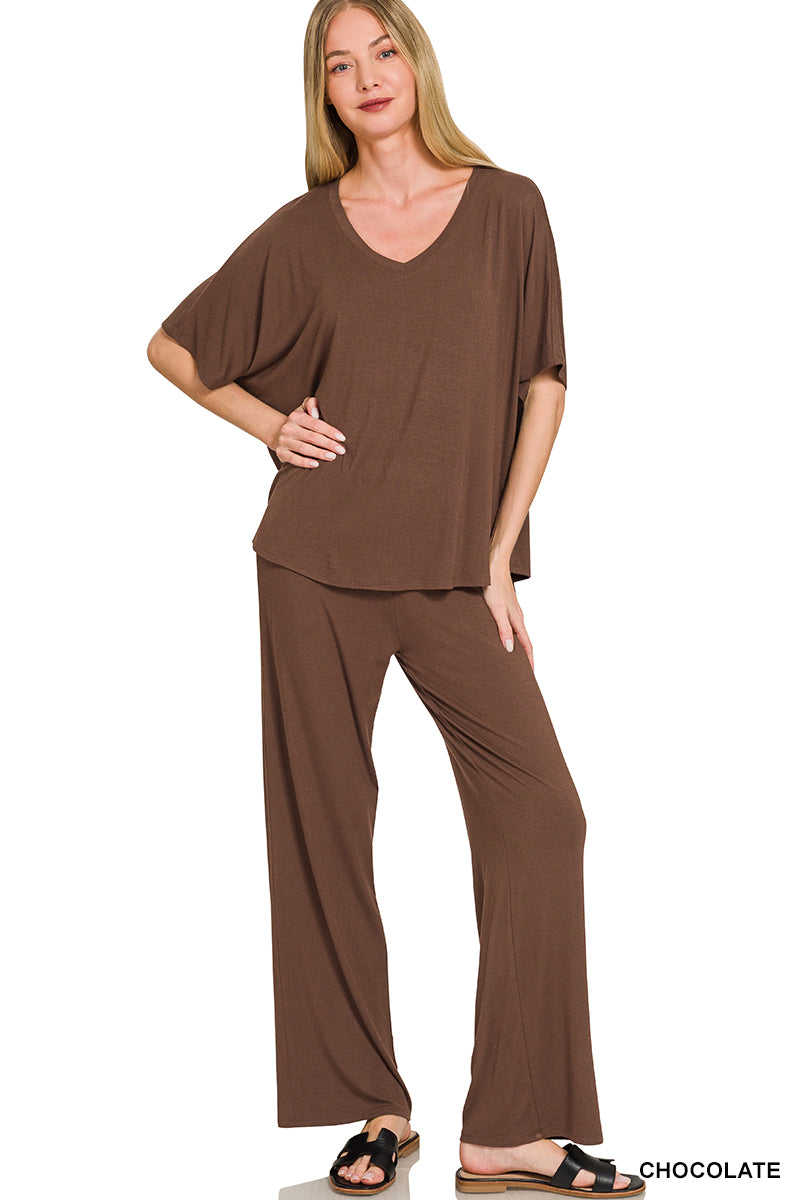 V neck oversized top and pant set