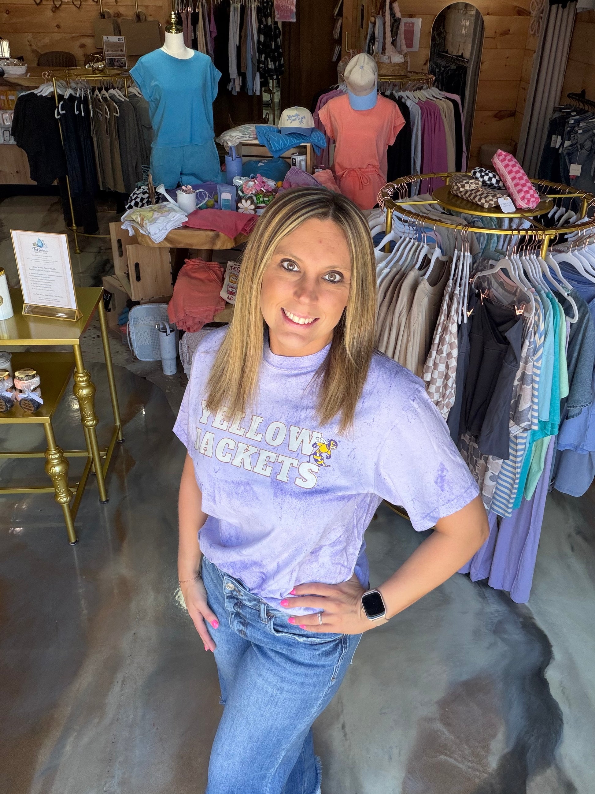 Purple Colorblast Yellow Jackets Shirt
