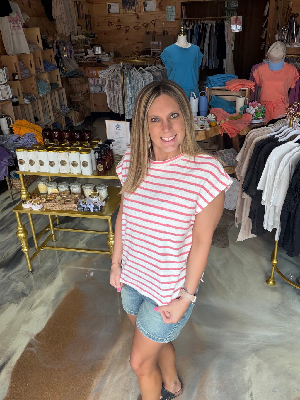 Striped Round Neck Short Sleeve Top