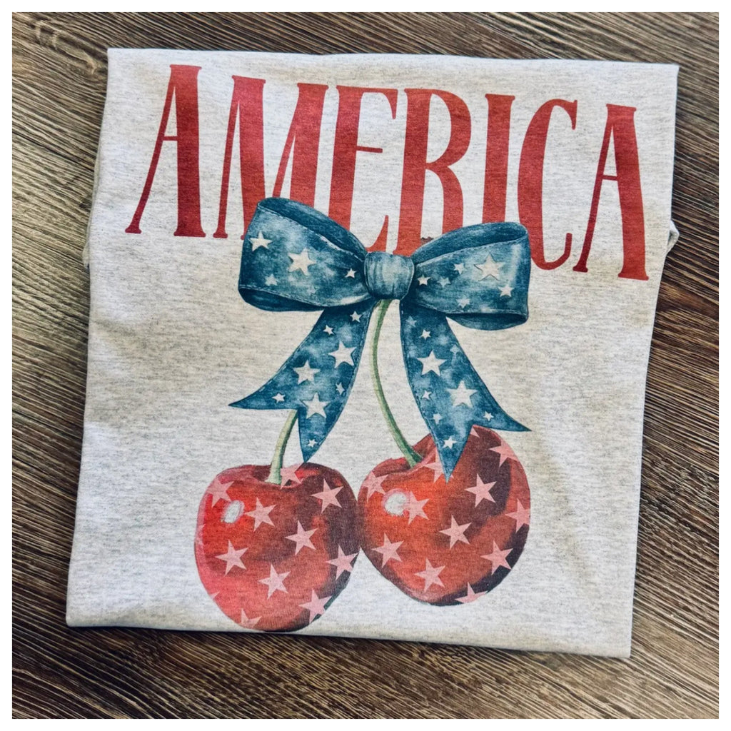 America Cherry Bow Tshirt