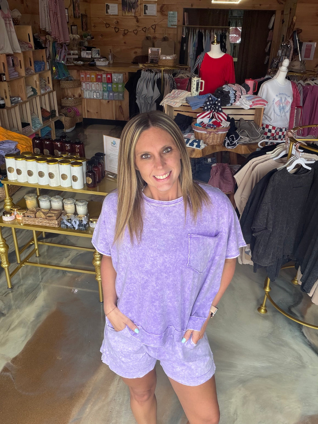 Halo Snow Washed Boxy Top & Shorts Set