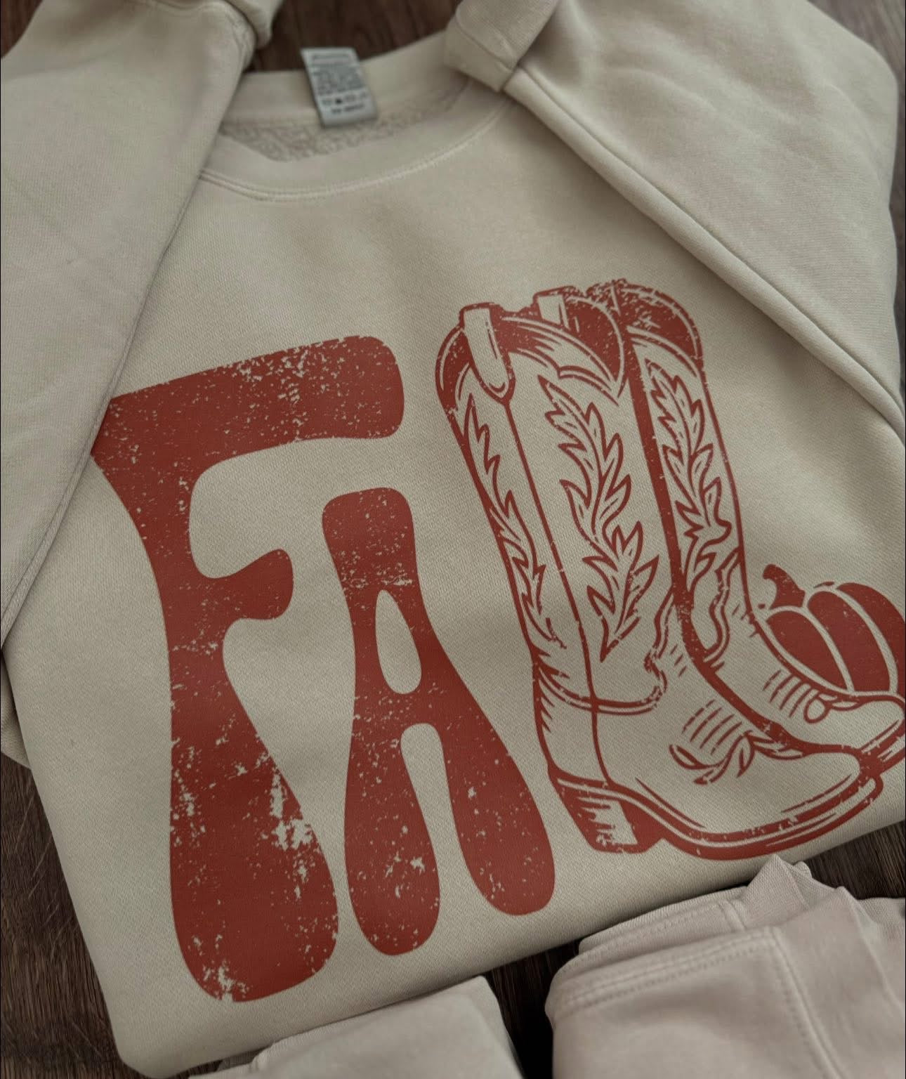 Fall with boots crewneck sweatshirt