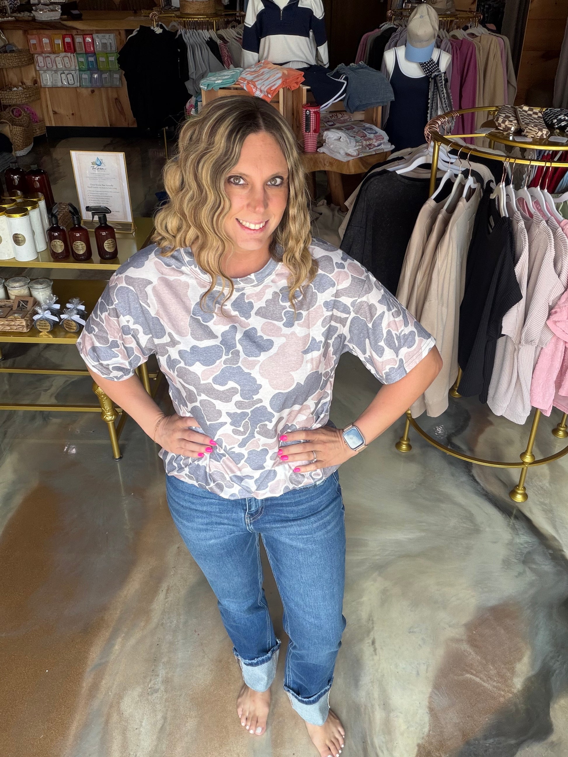 Retro Camouflage Custom Women Casual T Shirt