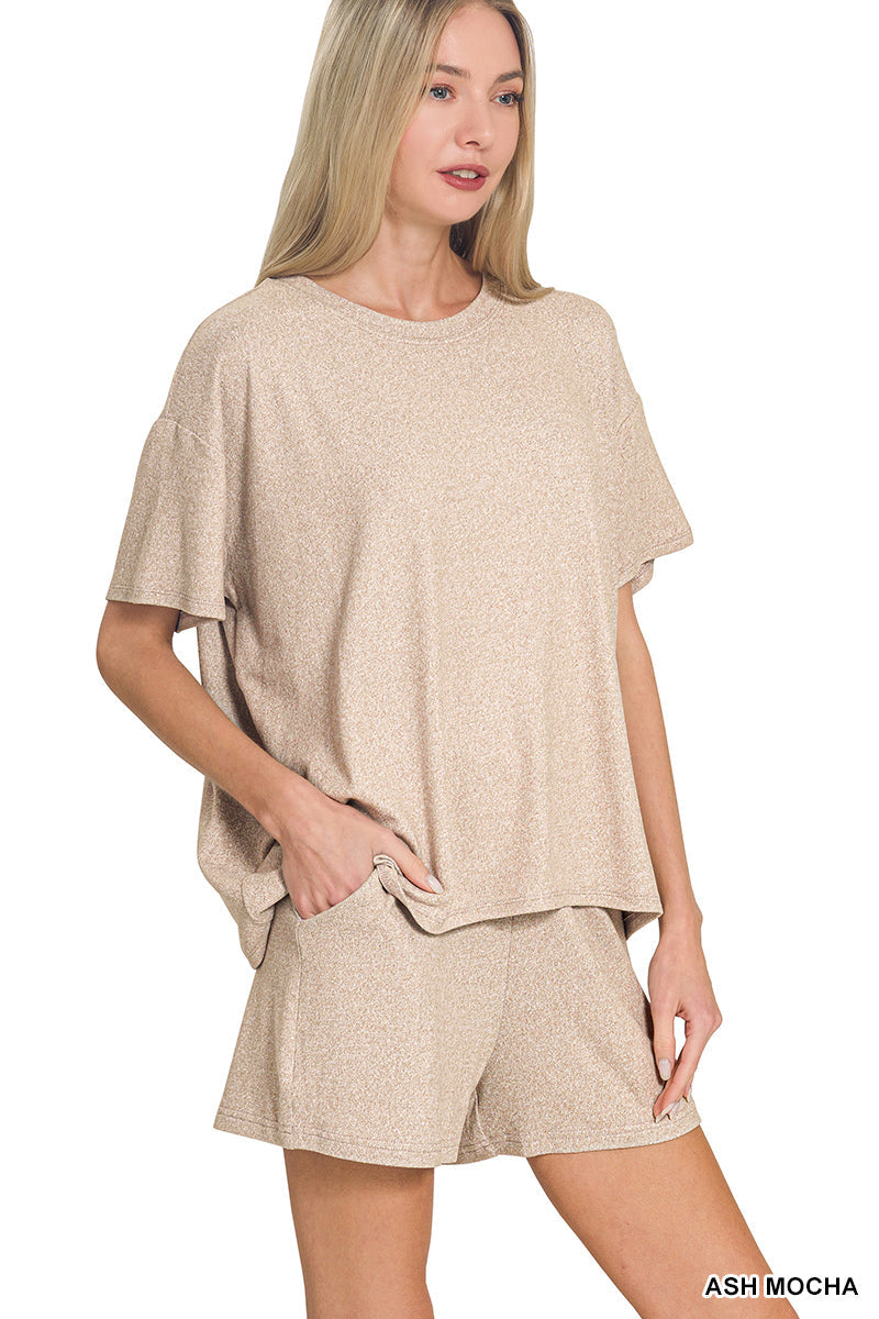Soft Melange Short Sleeve Tee and Shorts Set