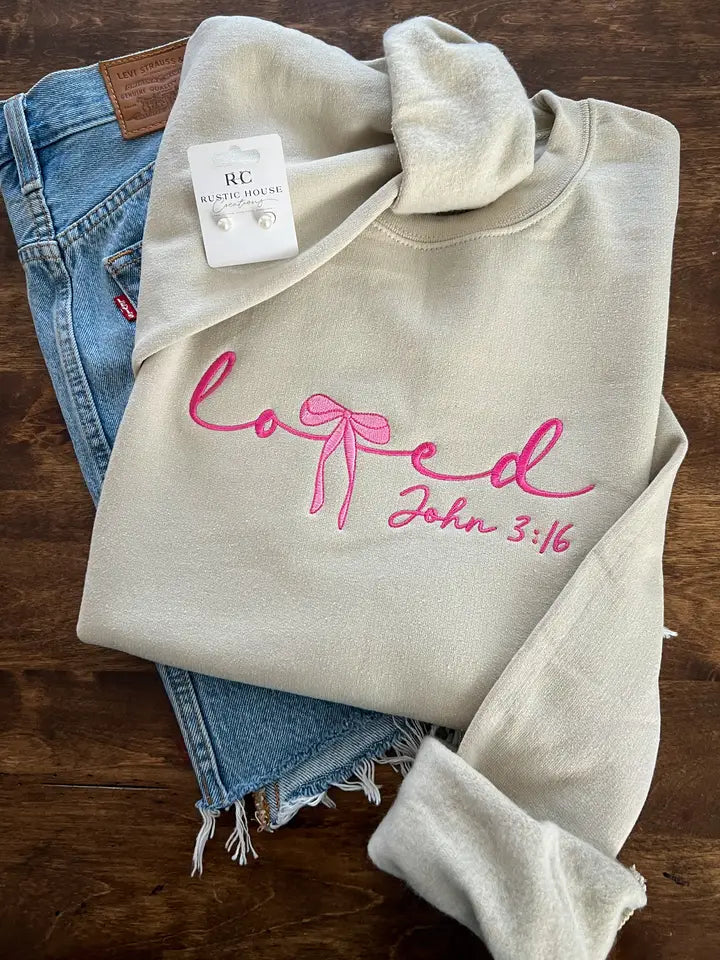 Loved John 3:16 Embroidered Sweatshirt