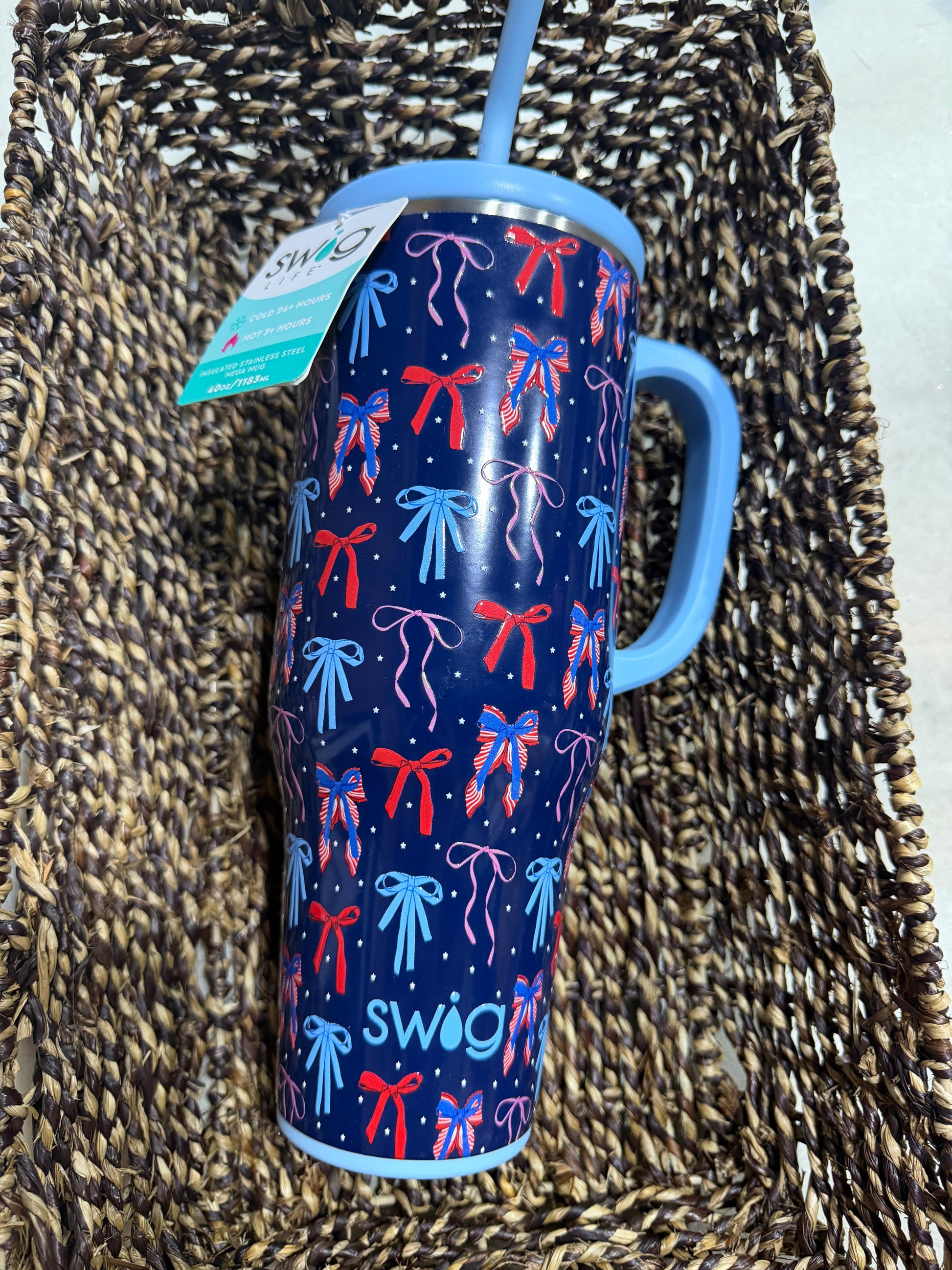 Patriotic Bow Swig 40oz