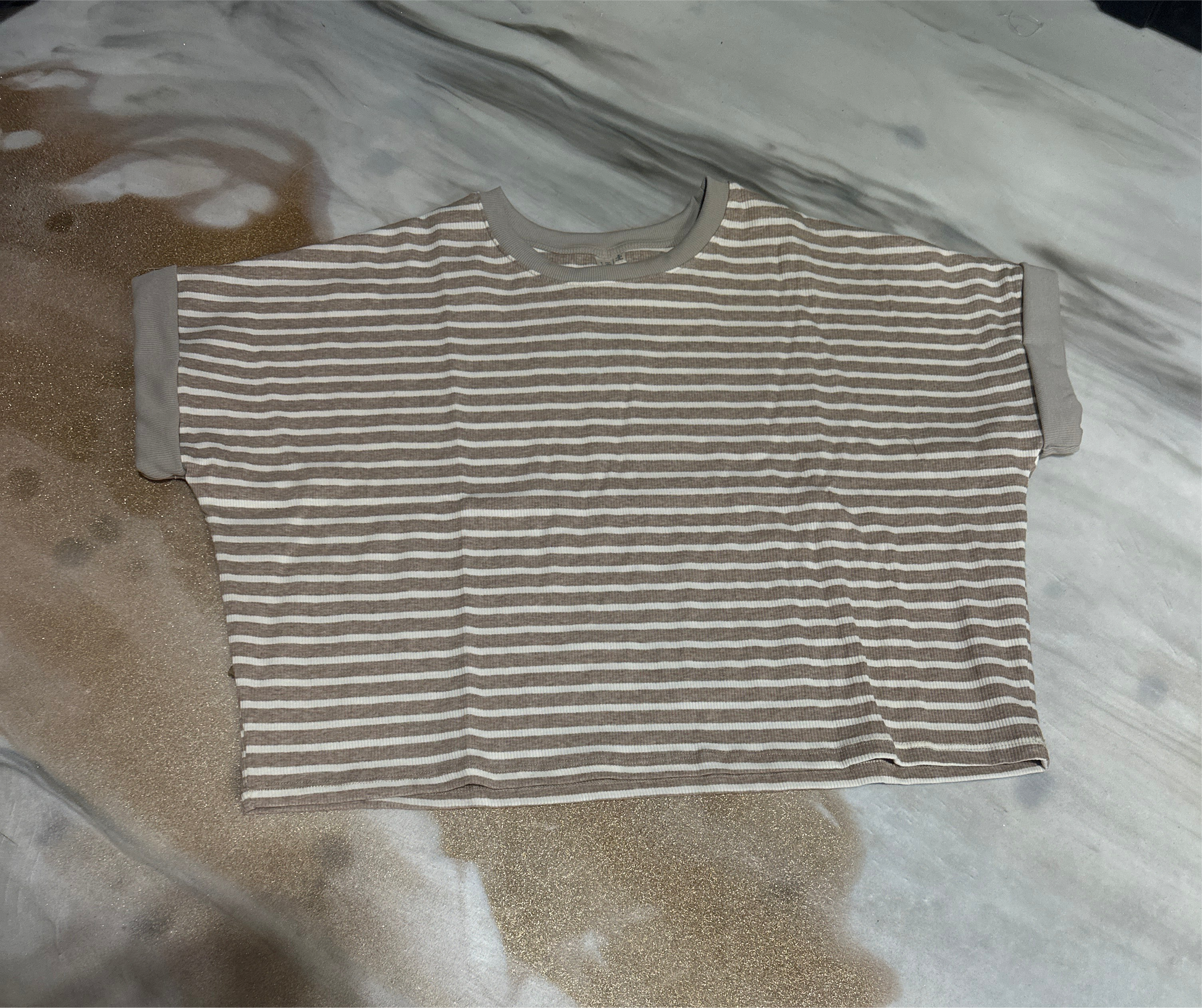 Hayden Taupe and White Stripped Top
