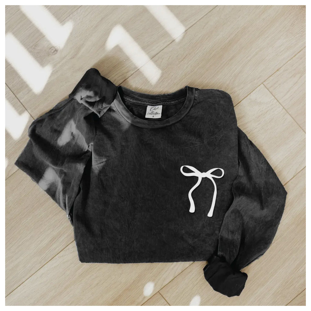 Bow Puff Mineral Wash Long Sleeve Shirt