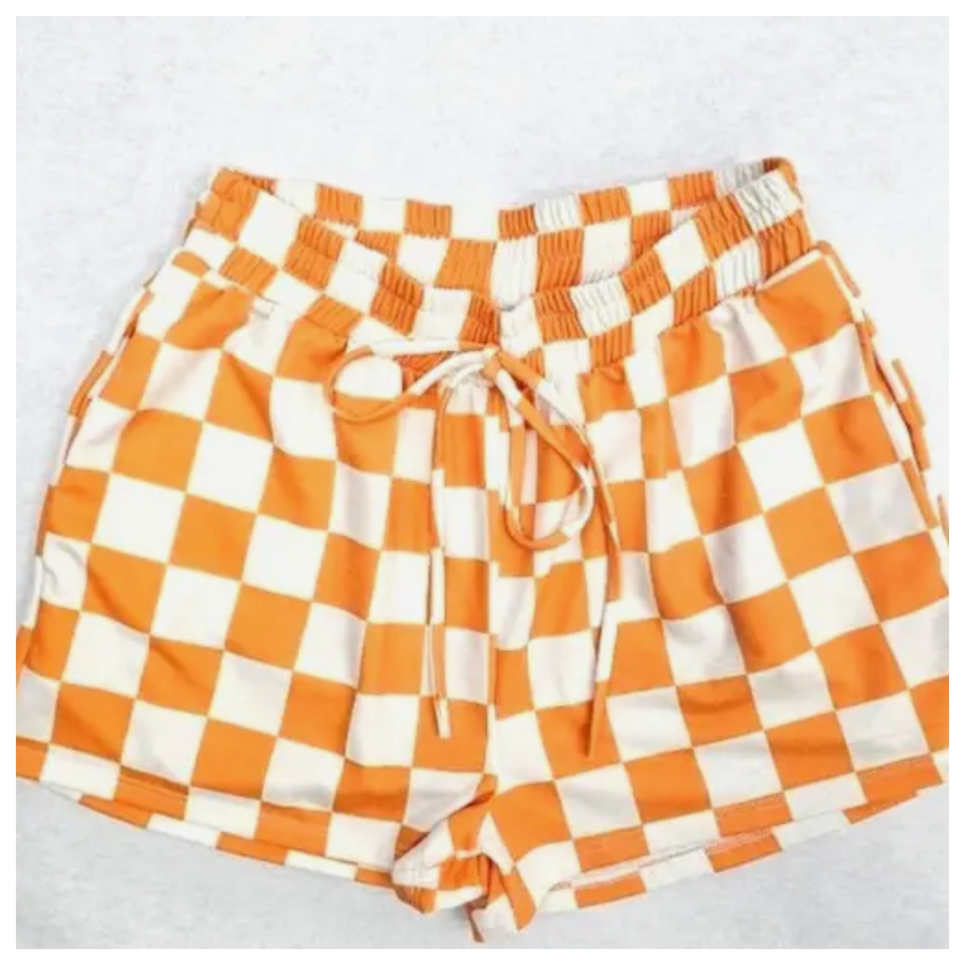 Orange and White Checkerboard Shorts