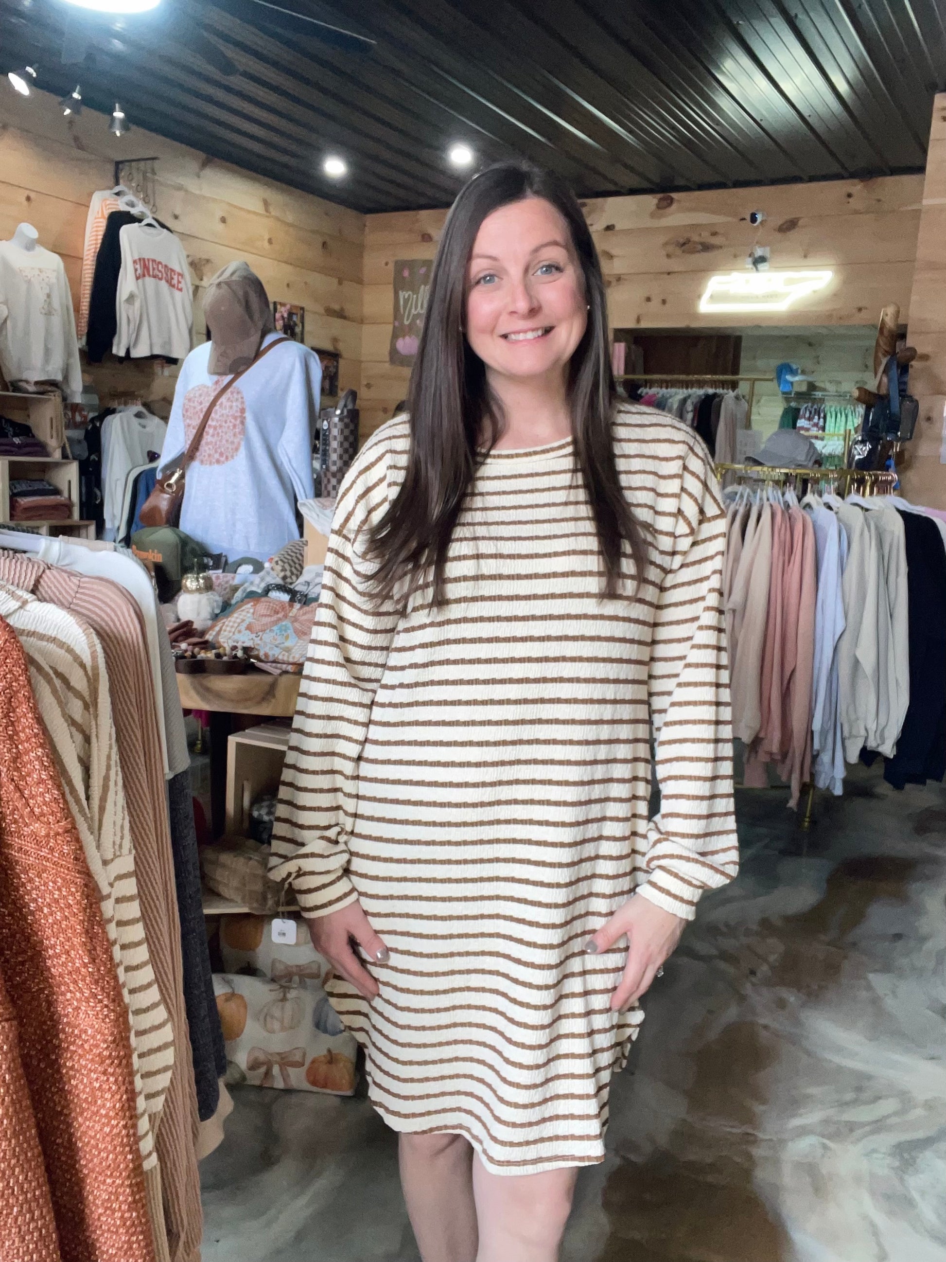 Jacquard Stripe Mini Dress