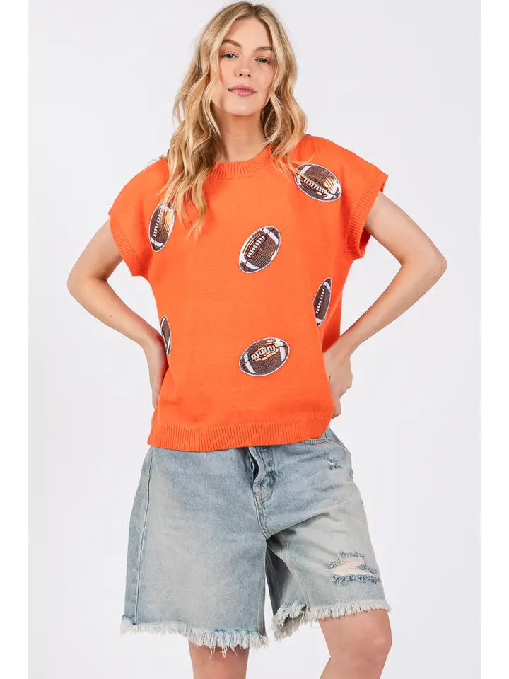 Game Day Football Patch Sweater Top
