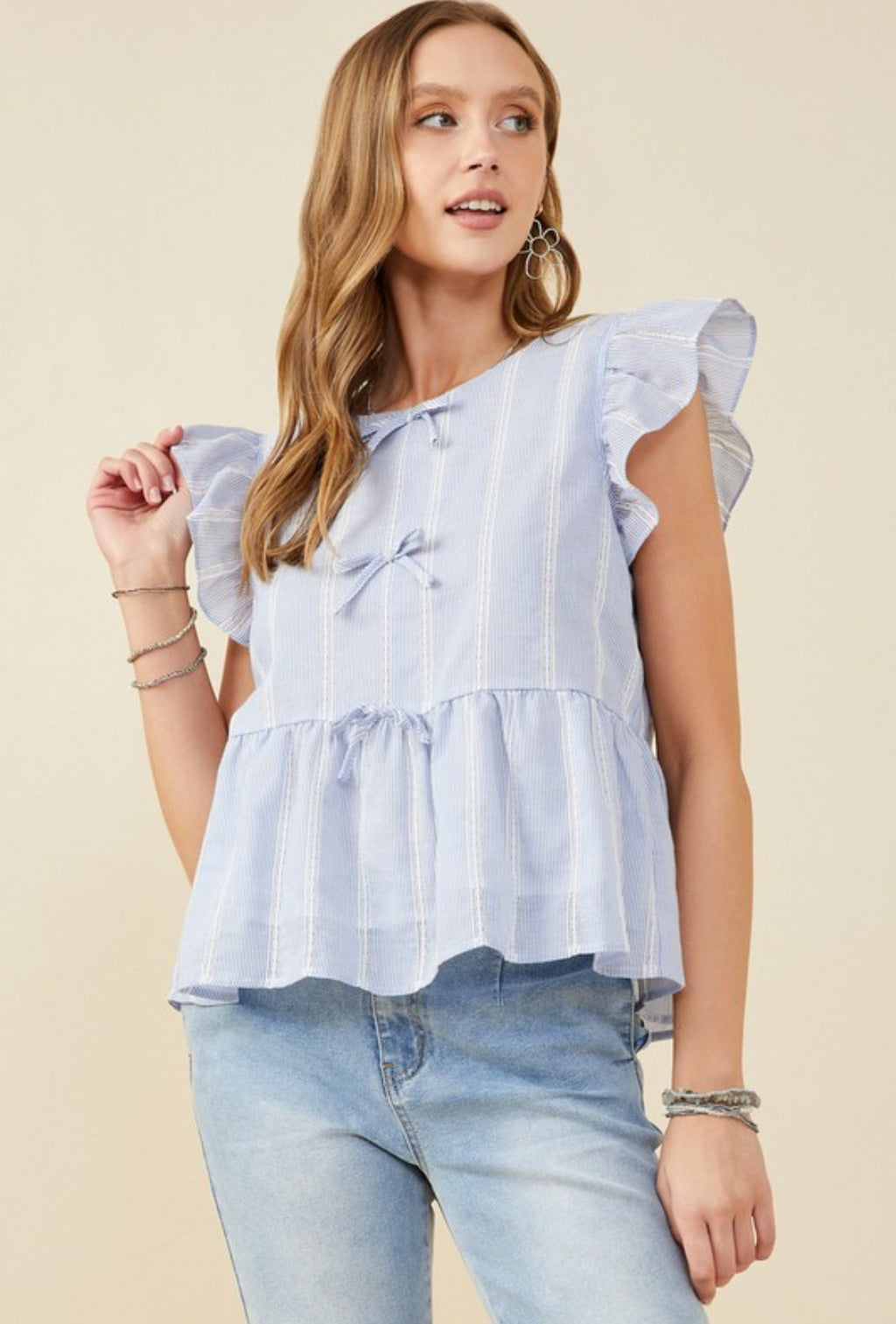 Womens Bow Detailed Crochet Lace Ruffle Tank