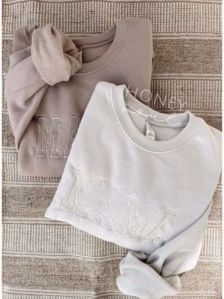 Neutral Embroidered Mama Sweatshirt