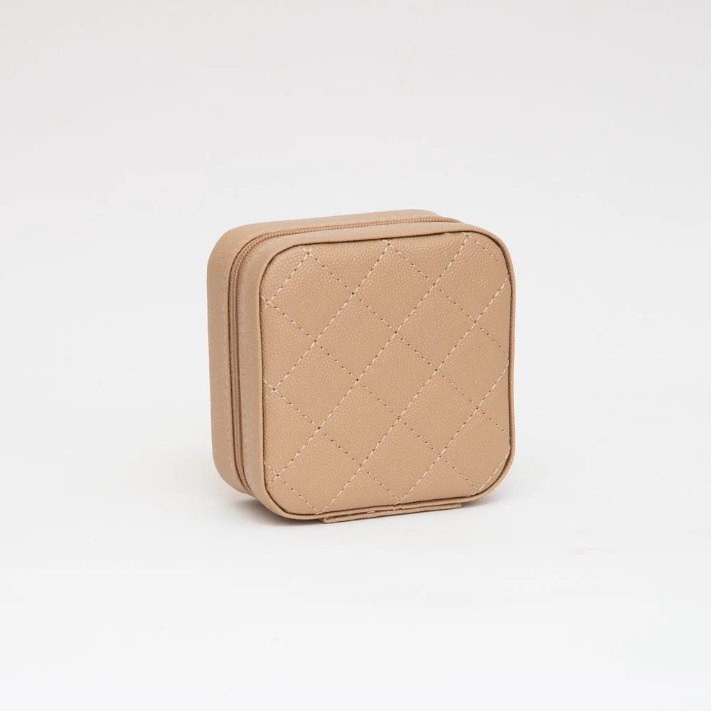 Quilted Zip Around Square Jewelry Box