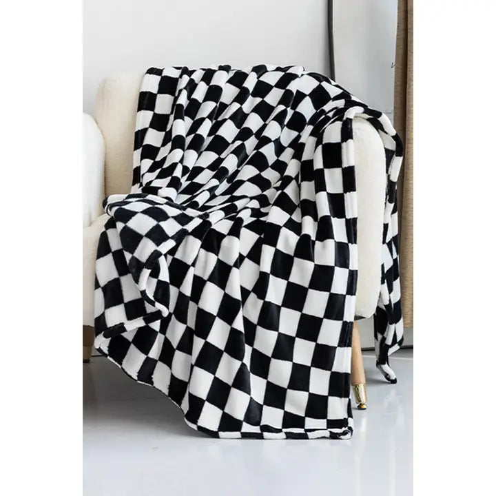 Checkered Print Soft Throw Blanket
