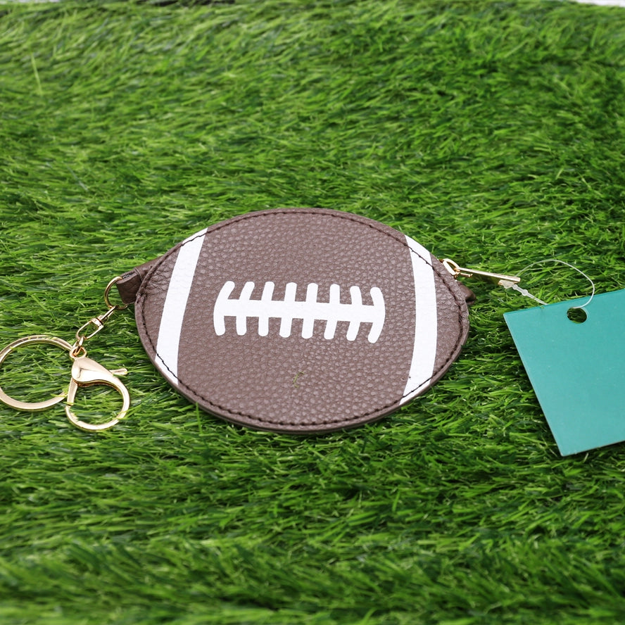 Football Keychain Bag Charm - Sports Coin Purse Zipper Pouch