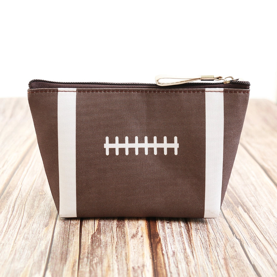 Sports Print Makeup Bag Travel Case Organizer Pouch Game Day - Football