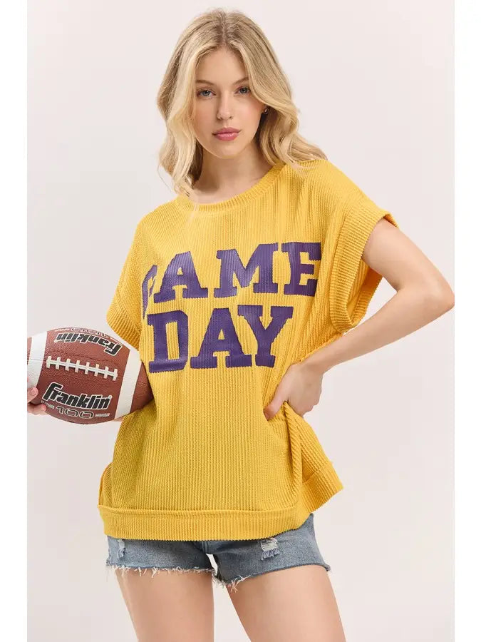 Game Day Ribbed Knit Top