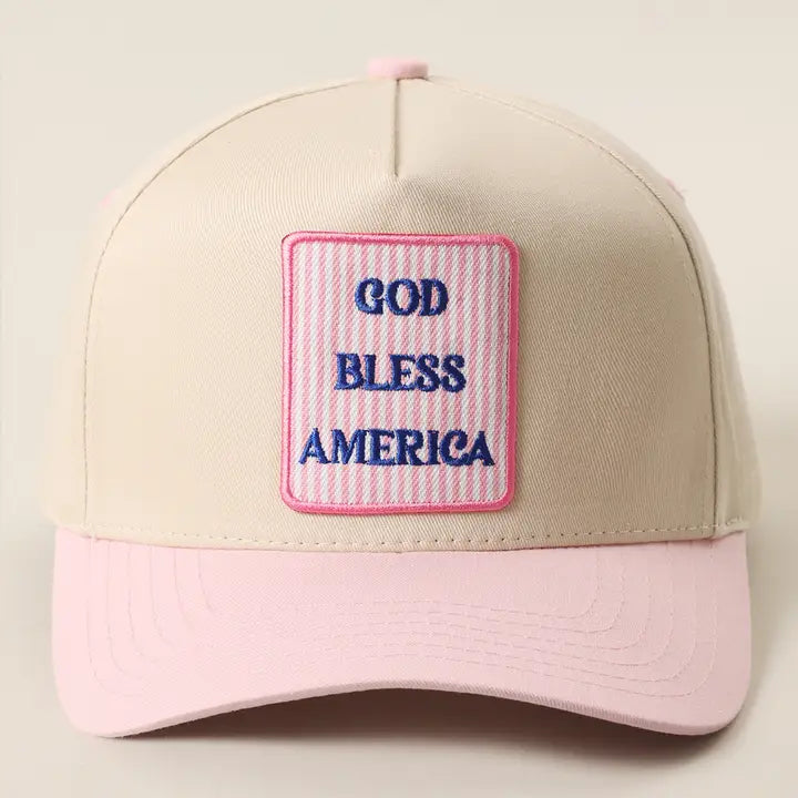 God Bless America Embroidered Patch Two Tone Trucker Hat