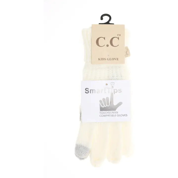 Kids Solid Cable Knit Cc Gloves