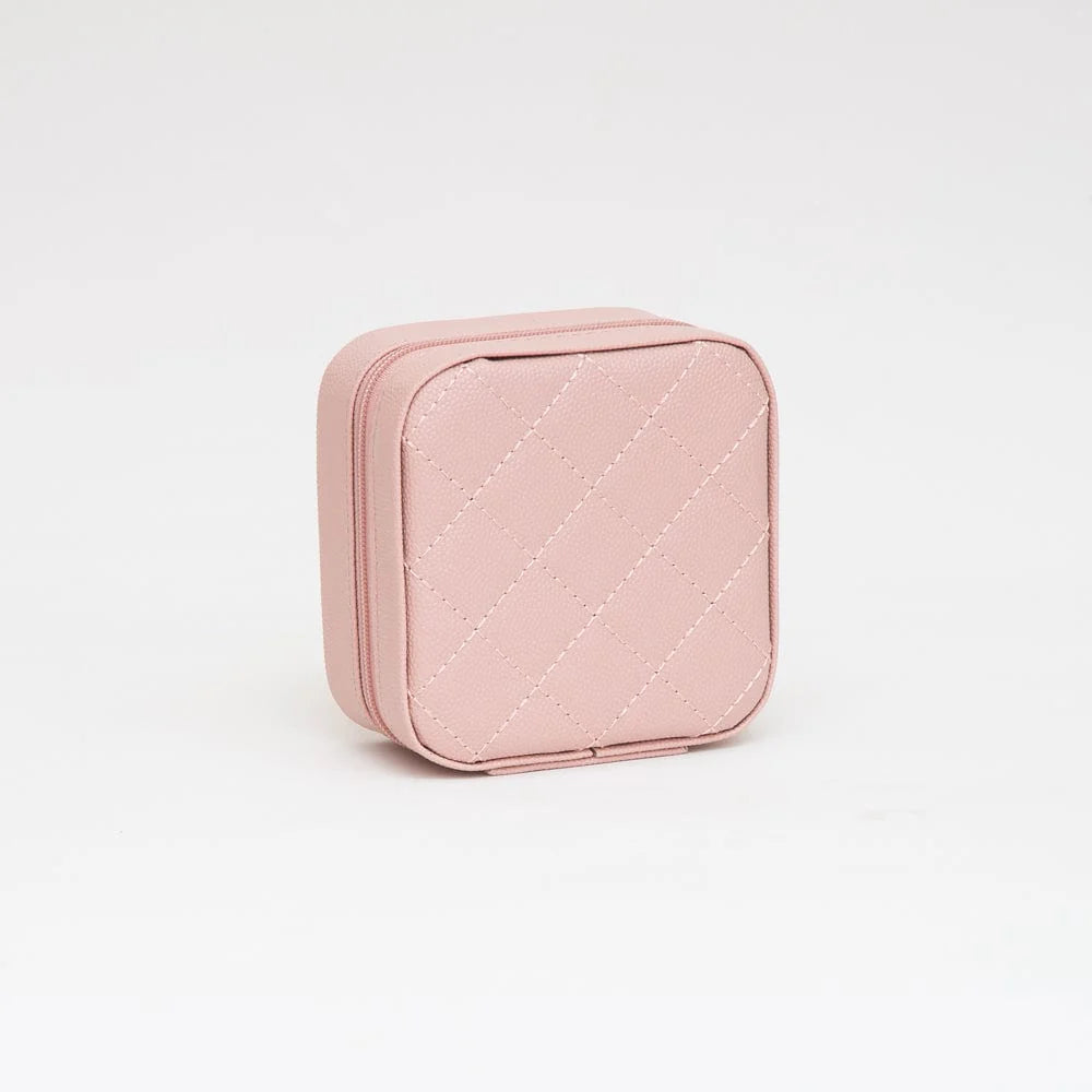 Quilted Zip Around Square Jewelry Box