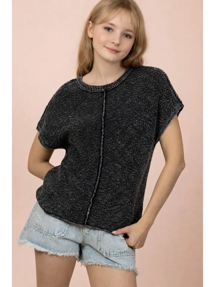 PLUS Size Mineral Washed Knit Casual Sweater Top