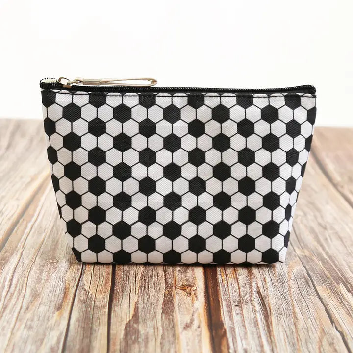 Soccer Print Makeup Bag Travel Case Organizer Pouch Game Day