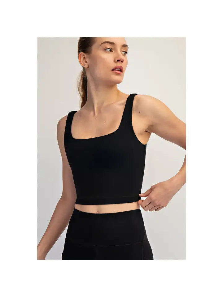 Nylon Butter Square Neck Cropped Tank
