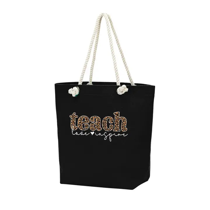 Teach, Love, Inspire Black Castaway Tote
