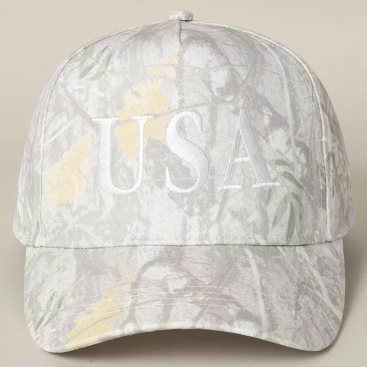 USA Letter Embroidery Camo Print Baseball Cap