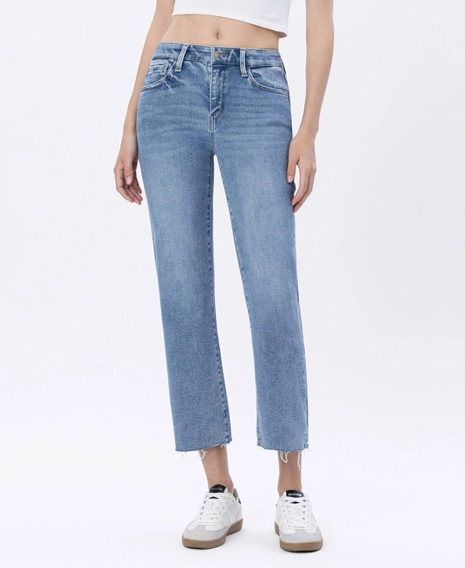 Mid Rise Straight Jeans