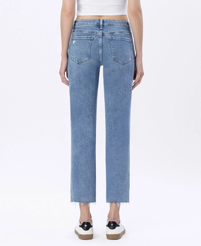 Mid Rise Straight Jeans