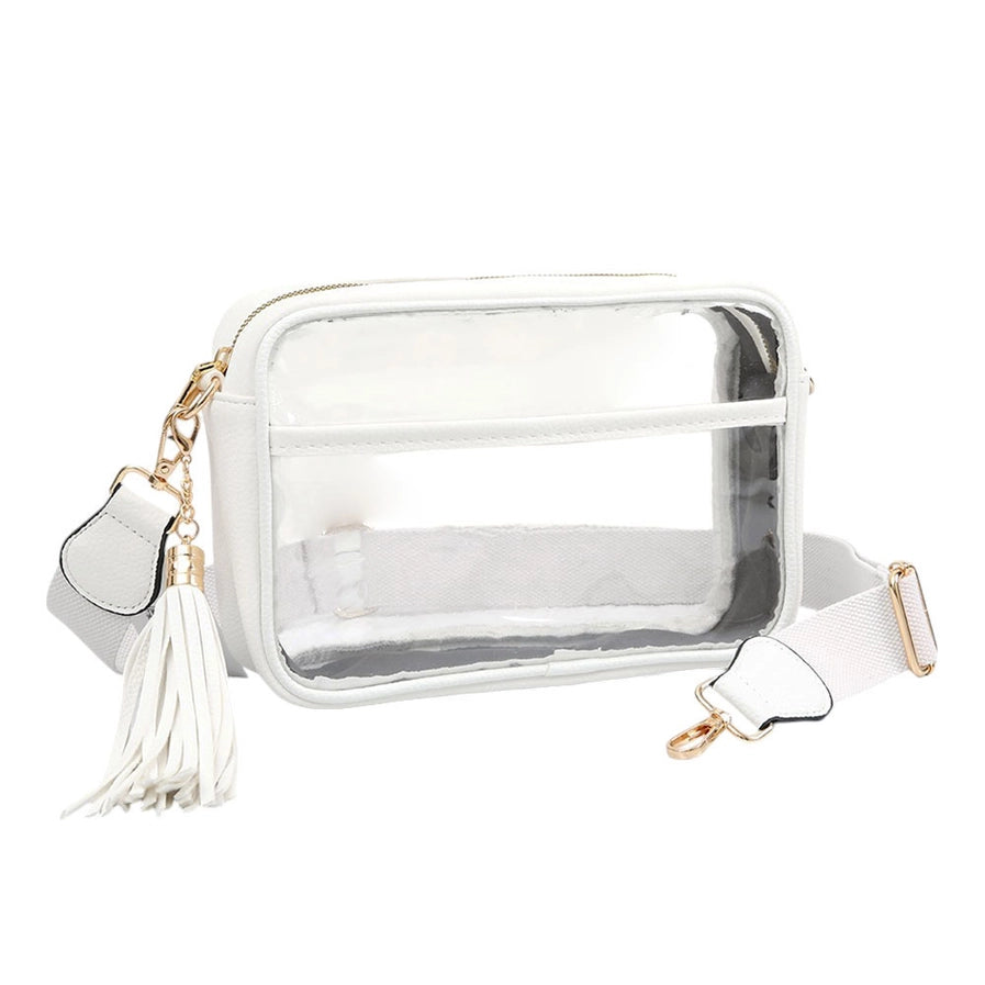 Faux Leather Transparent Rectangular Crossbody Bag